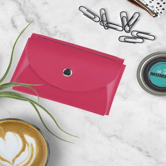 JAM Paper Italian Leather Business Card Holder Case with Round Flap